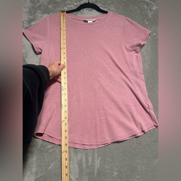 Natural Reflections Ribbed Drop Cut Short Sleeve T Shirt Women’s Medium Pink - Picture 6 of 6